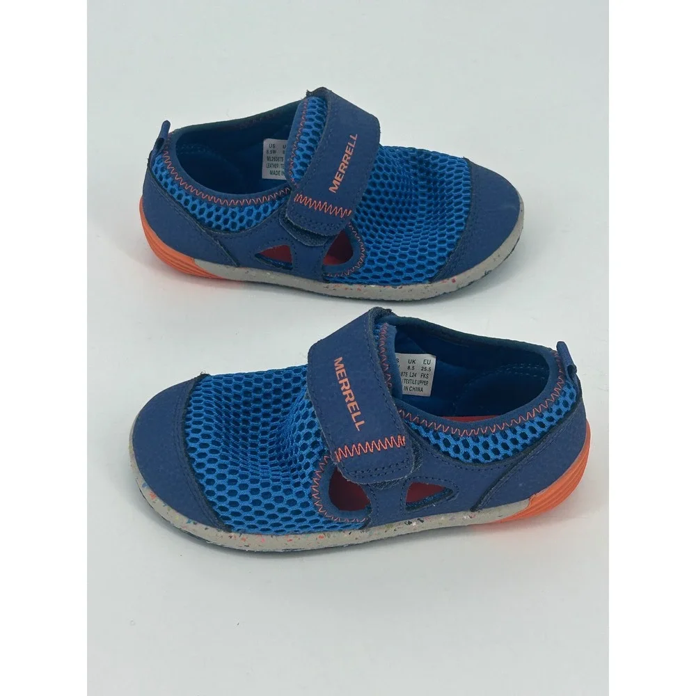 Merrell Kids' Blue Mesh Slip-On Water Shoe - Easy Hook & Loop Closure- Size 8.5W